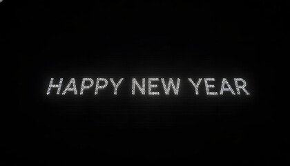 Happy New Year Text Glows Brightly Against a Minimalist Dark Background, Symbolizing New Beginnings and Festive Celebration