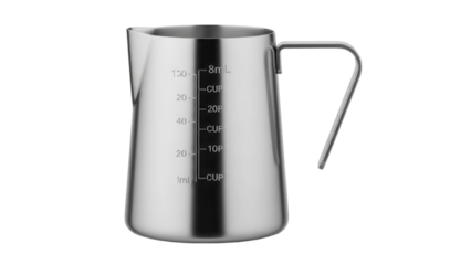 Isolated measuring pitcher with markings indicates fluid volume, cooking measurement