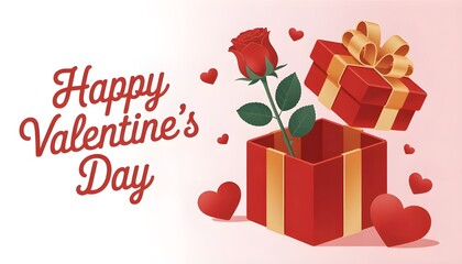 Happy valentine's day gift box with rose