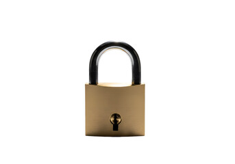 Naklejka premium Brass Padlock on White Background on transparent background