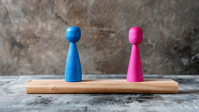 Mu&ntilde;eco de hombre y mujer, met&aacute;fora de igualdad y respeto