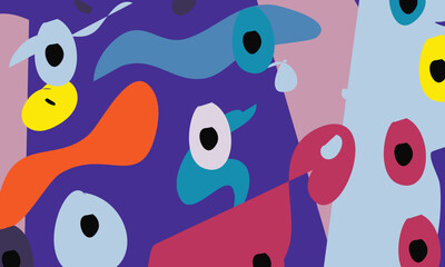 Abstract Reflections Through the Gaze, Surreal Modern Illustration of Perception and Vision