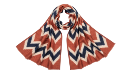 Isolated scarf with zig zag pattern, fashion accessory, warm fabric for winter season