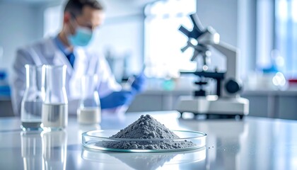 顕微鏡と試料を前にした研究者が進める科学実験の真剣な作業風景