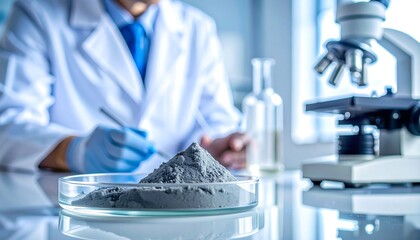 研究室で粉末試料を扱う研究者の手元が科学的分析の現場を伝える