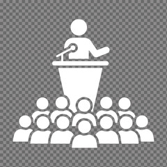 Public Speaking and Presentation Icon Speaker, Podium, and Audience Vector