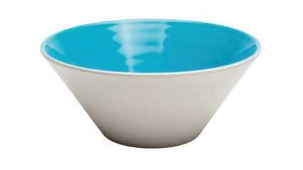 Isolated serving bowl, minimalist design, light neutral exterior, blue interior, kitchenware
