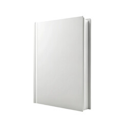 Closed white blank book standing on edge