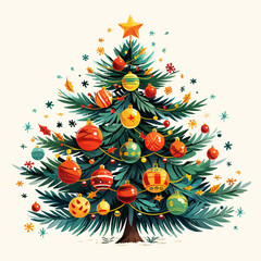 Festive Christmas Tree Vector Illustration for Holiday Decoration