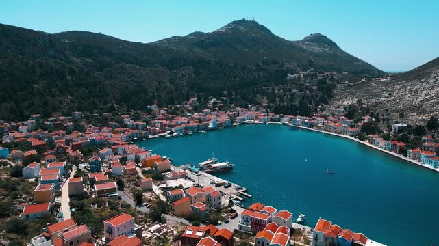 Aerial view of Kastellorizo (Megisti Island) in Greece