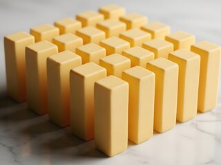 Butter sticks arranged on marble
