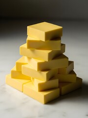 Butter sticks arranged on marble
