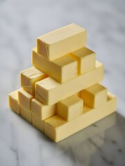 Butter sticks arranged on marble
