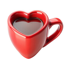 Red Heart Shaped Coffee Cup with Coffee Inside