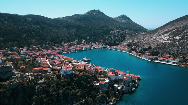 Aerial view of Kastellorizo (Megisti Island) in Greece