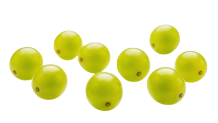 Isolated grapes, fresh green fruit, table grapes with stem marks, organic, healthy food