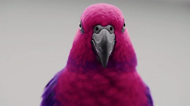 Close-up of a Vibrant Pink and Purple Eclectus Parrot Staring Ahead