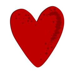 Spotted red Valentine heart on white background. Vector isolated illustration.