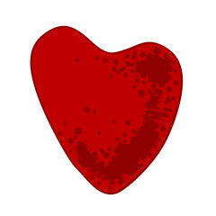 Spotted red Valentine heart on white background. Vector isolated illustration.