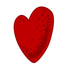 Spotted red Valentine heart on white background. Vector isolated illustration.