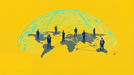 Global business network connections with professionals worldwide