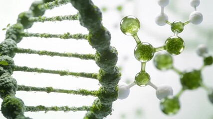 Green Molecules Drifting Gently with Stable Background for Science and Nature organic Themes.