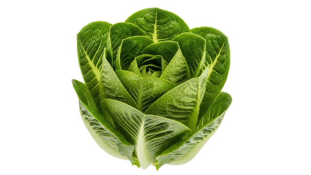 Isolated heart of romaine lettuce head, fresh whole cos leaves, ready to eat food ingredient