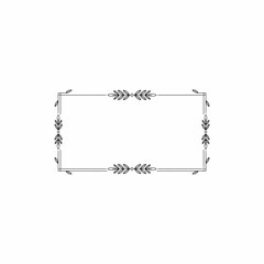Elegant rectangular frame with decorative leaf motifs on a white background.