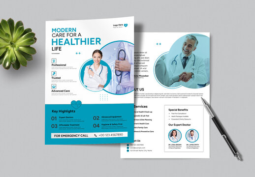 Blue And White Medical Poster For Health Care