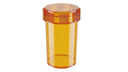 Isolated amber pill bottle, for pharmacy or medicine concept, on a simple, modern, clean style
