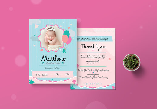 Baby Birth Announcement Card Template