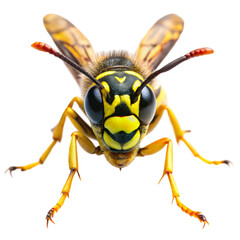 Yellow Jacket Wasp Closeup Isolated on White Background