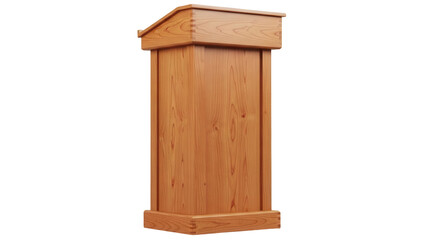 Isolated wooden lectern standing upright ready for a presentation for a speech or sermon © Eva