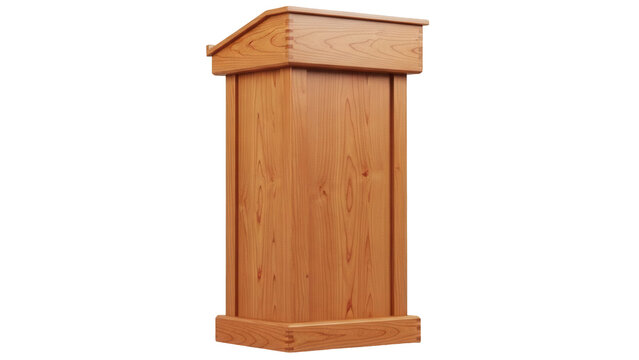 Isolated wooden lectern standing upright ready for a presentation for a speech or sermon
