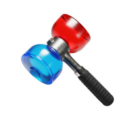 Red and blue translucent mallet isolated on transparent background