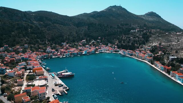 Aerial view of Kastellorizo (Megisti Island) in Greece