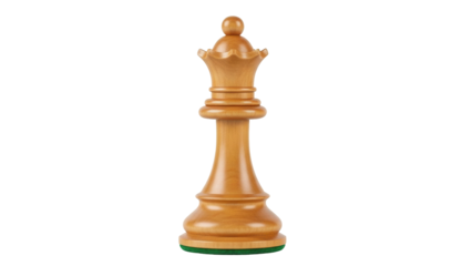 Isolated wooden queen chess piece, strategy game with challenge and tournament play