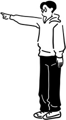 Man pointing finger Line art Vector