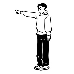 Man pointing finger Line art Vector