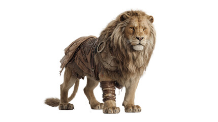 Fantasy lion warrior in tribal armor
