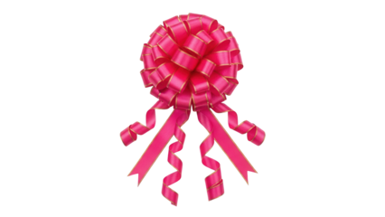 Isolated, fancy pink and gold gift bow, decorative festive ribbon for party, celebration, event