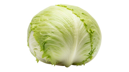Fototapeta premium Isolated crisphead lettuce against a plain backdrop for creative recipe ideas or layouts