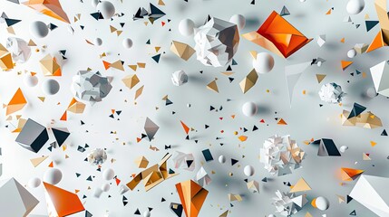 Multicolored geometric shapes on a light background. The concept of futuristic digital design and abstract art.