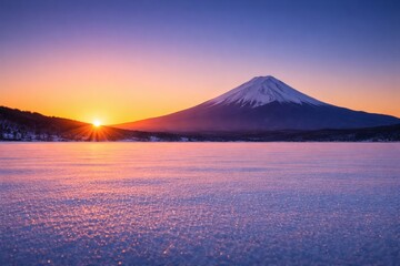 富士山　日の出　冬