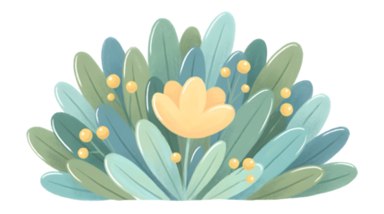 Yellow Flower Bush With Blue and Green Leaves Keywords: bush, plant, leaves, green, blue, yellow