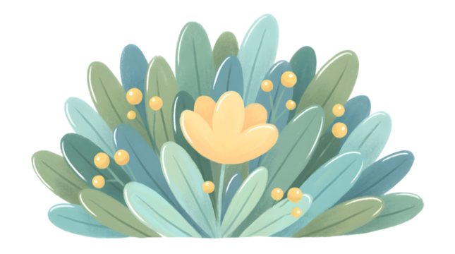 Yellow Flower Bush With Blue and Green Leaves Keywords: bush, plant, leaves, green, blue, yellow - Powered by Adobe