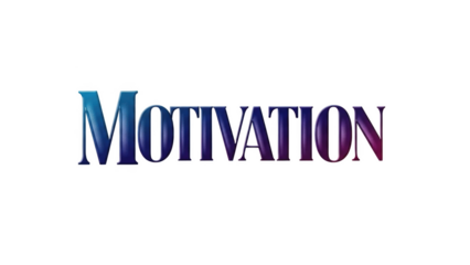Metallic 3 D text Motivation with blue to purple gradient on black background word lettering