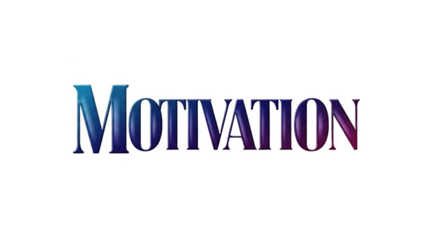 Metallic 3 D text Motivation with blue to purple gradient on black background word lettering - Powered by Adobe