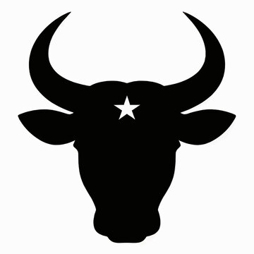 Boi Bumb&aacute; Bull Head Silhouette with Star Symbol &ndash; Brazilian Folklore Icon
