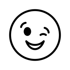 Fototapeta premium Winking smiley face line icon. Smile sign. Emoticon black symbol. Emotion, emoji concept. Vector illustration. Editable stroke. Flat design. Isolated on a white or PNG background.